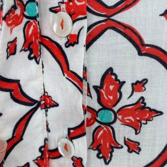 Anthropologie Ro's Garden Daphne Short Sleeve Midi Cotton Dress Medium - Picture 10 of 11